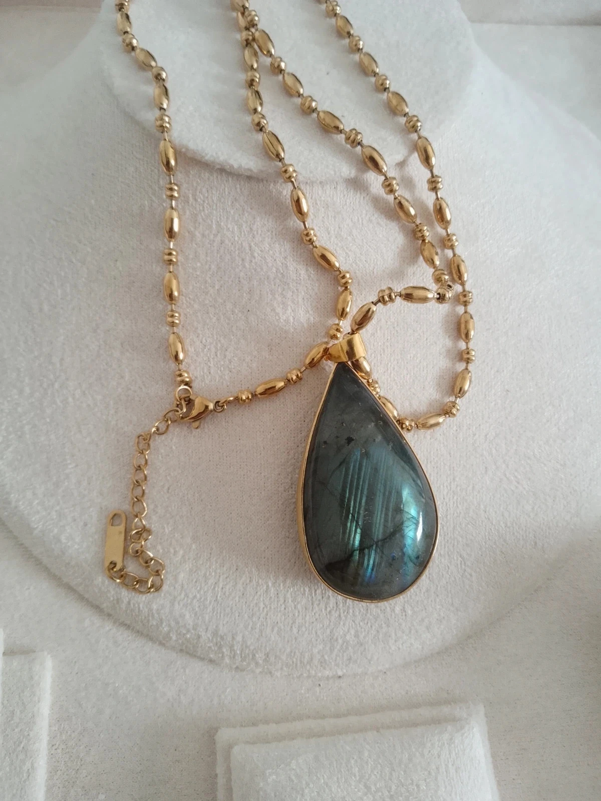 Collier labradorite pierre naturelle sertie